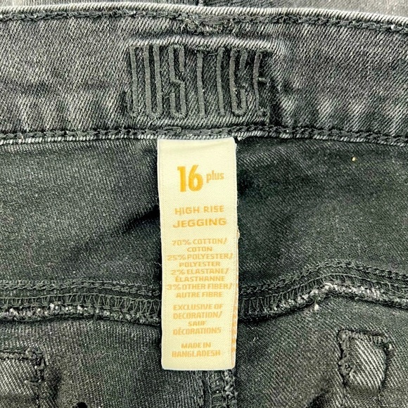 Justice Black Button Fly High Rise Jeggings Size 16 Plus Girl’s - Picture 2 of 5